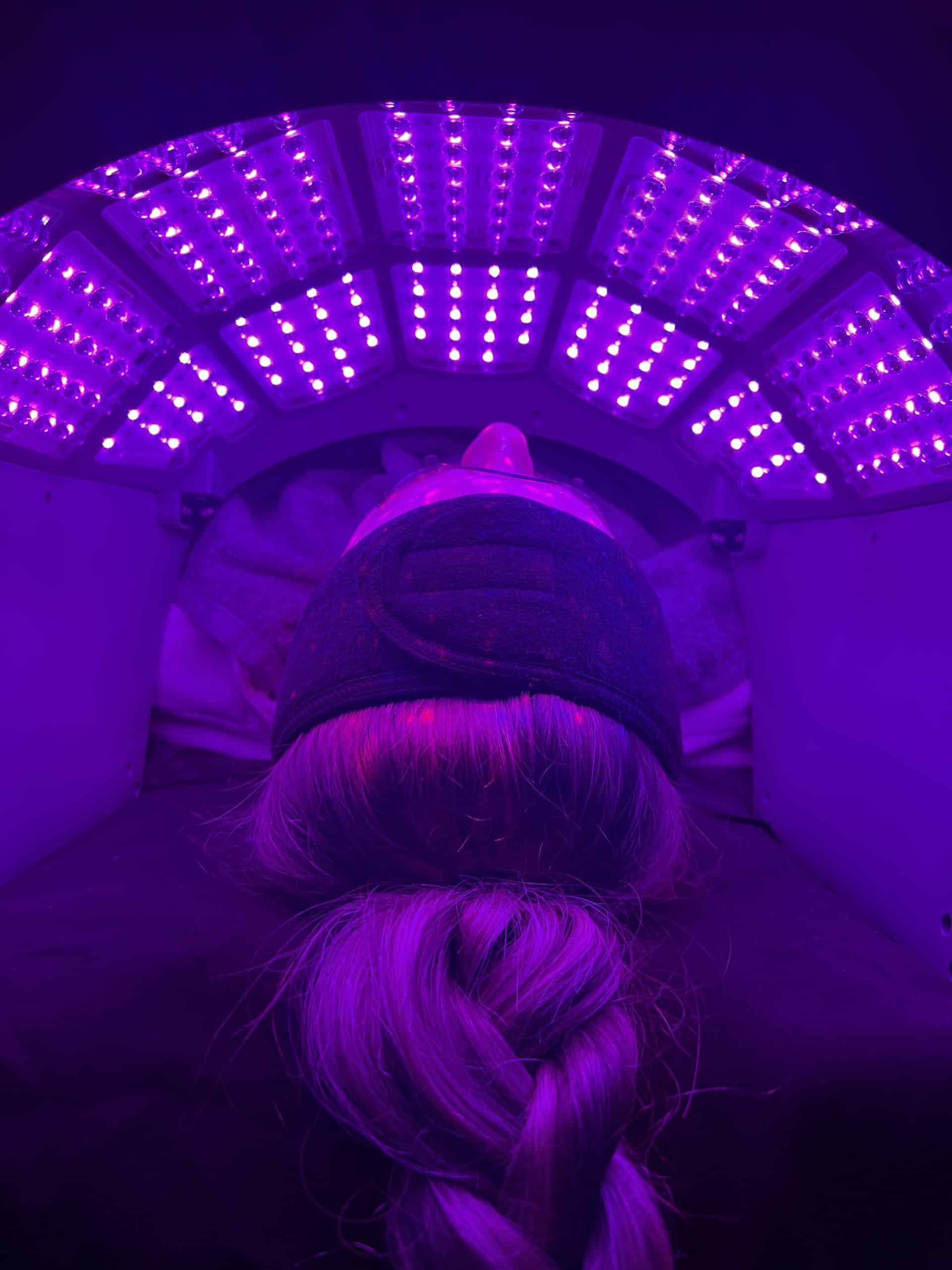woman's head inside UV